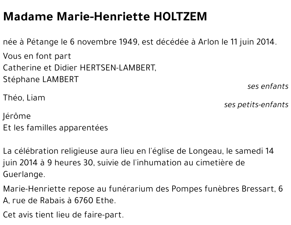 Marie-Henriette HOLTZEM