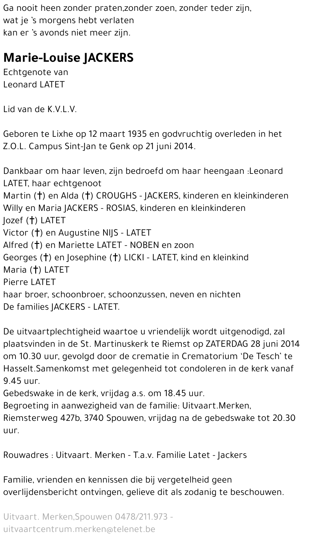 Marie-Louise JACKERS