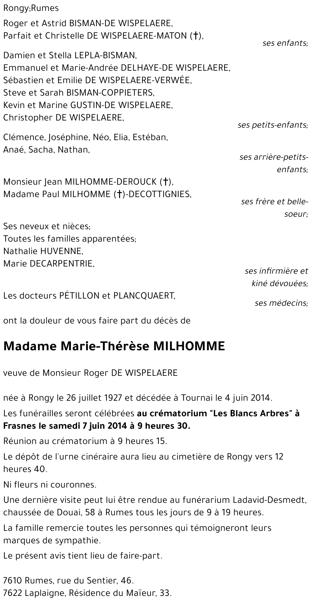 Marie-Thérèse MILHOMME