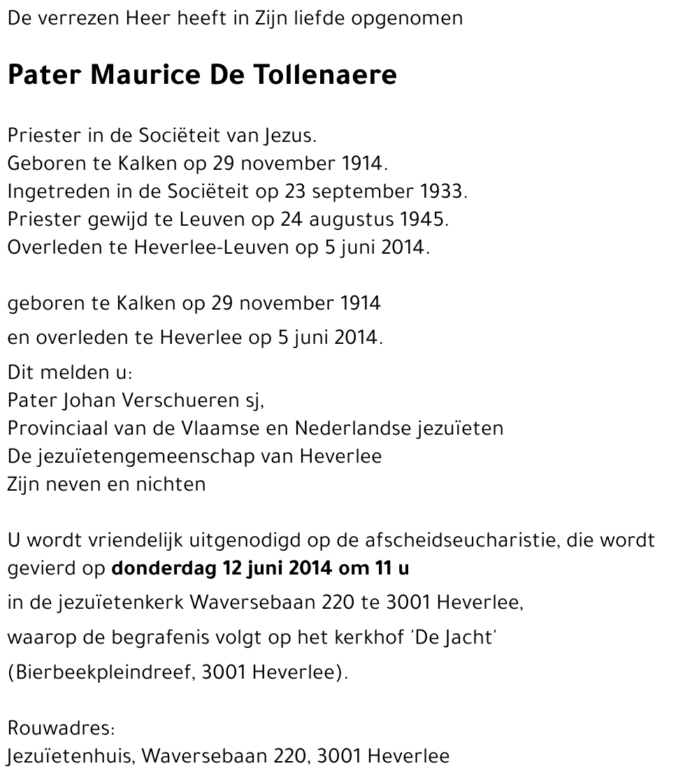 Maurice De Tollenaere