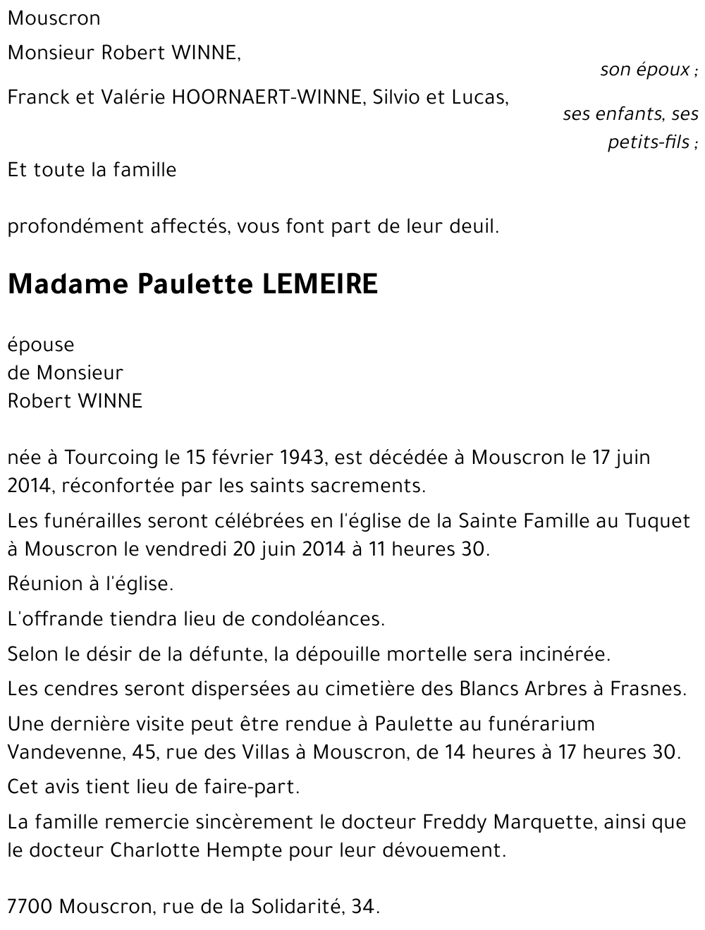 Paulette LEMEIRE