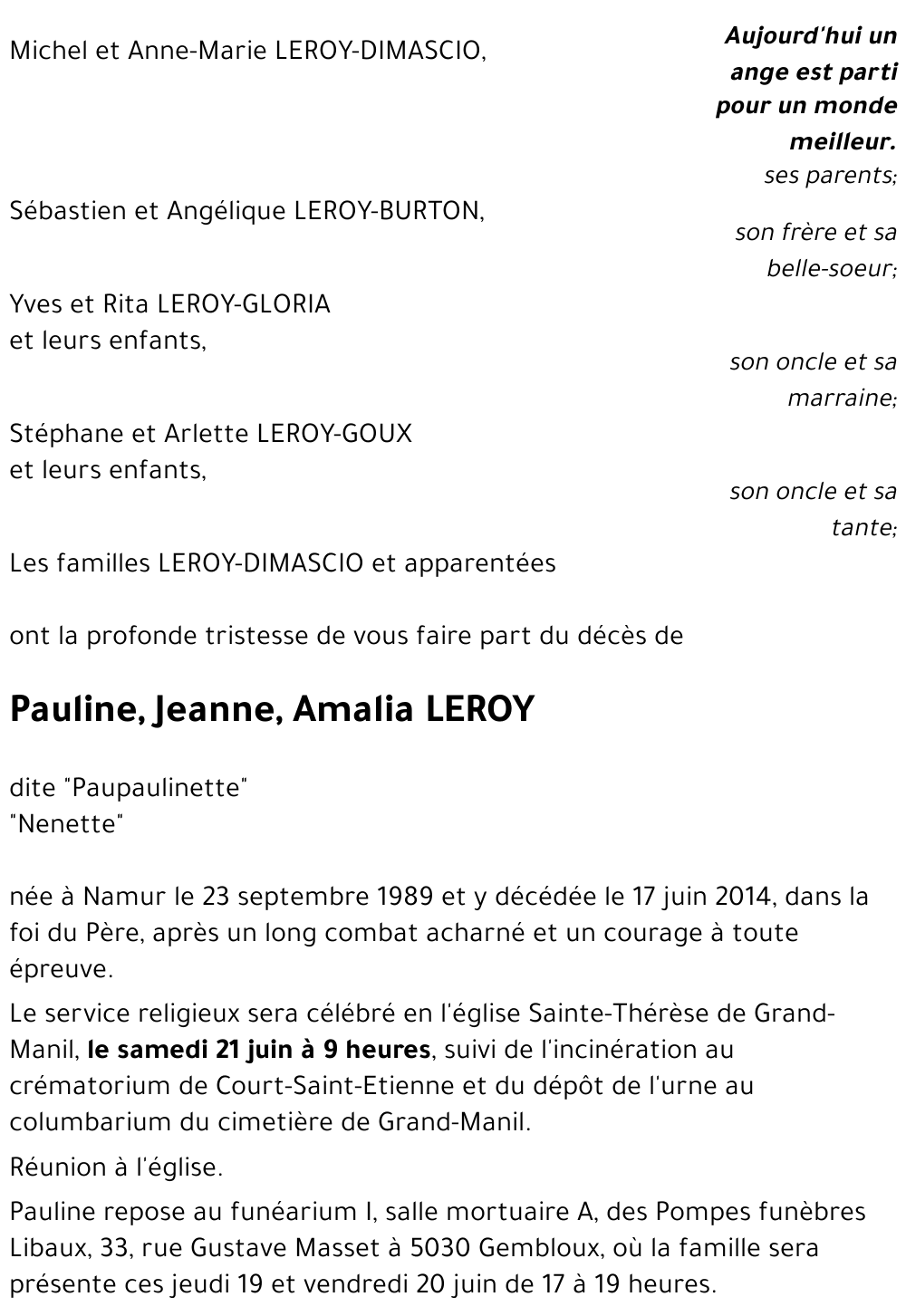 Pauline, Jeanne, Amalia LEROY
