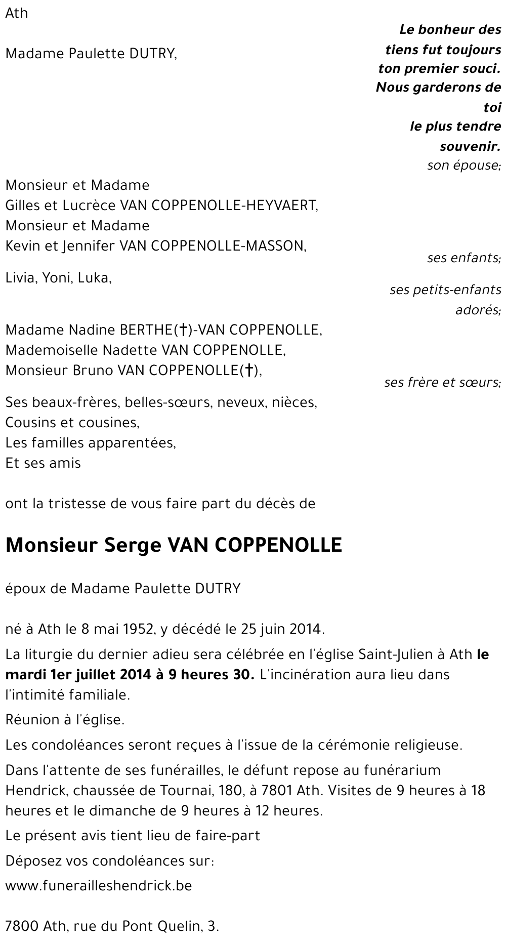 Serge VAN COPPENOLLE