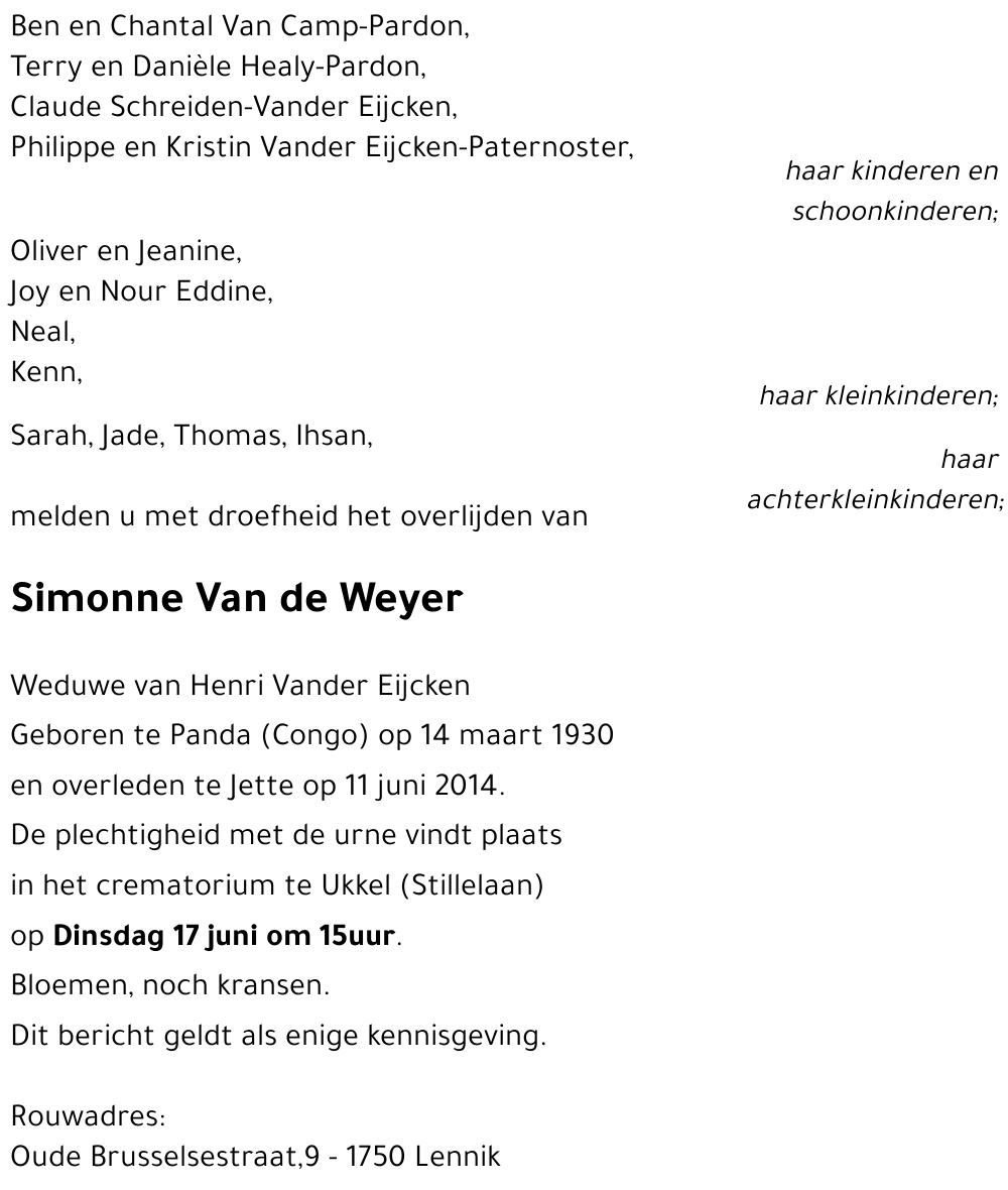 Simonne Van de Weyer