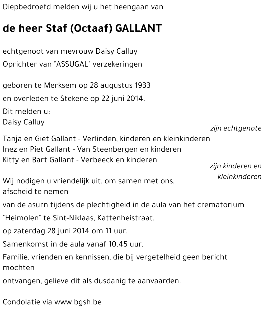 Staf (Octaaf) GALLANT