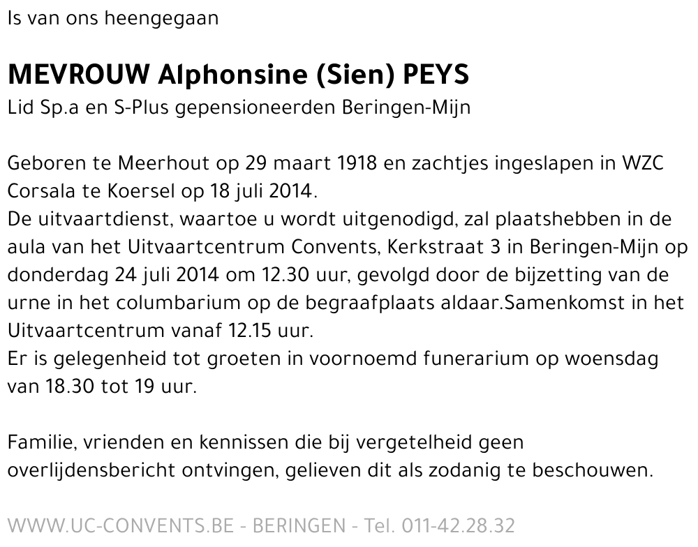 Alphonsine Peys