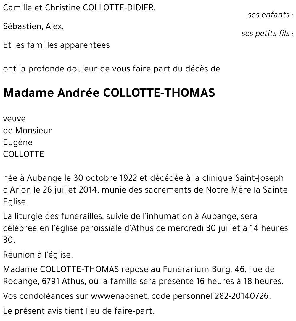 Andrée COLLOTTE-THOMAS