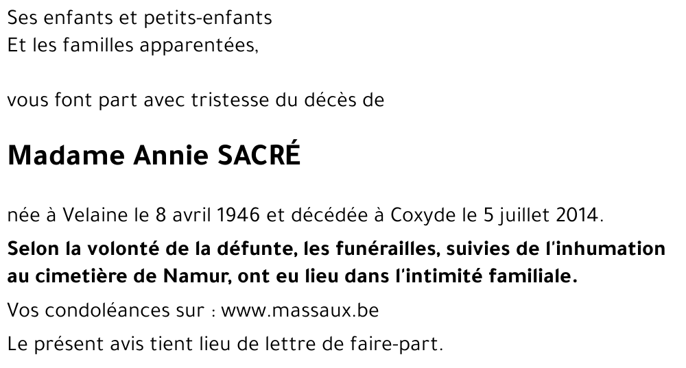 Annie SACRÉ