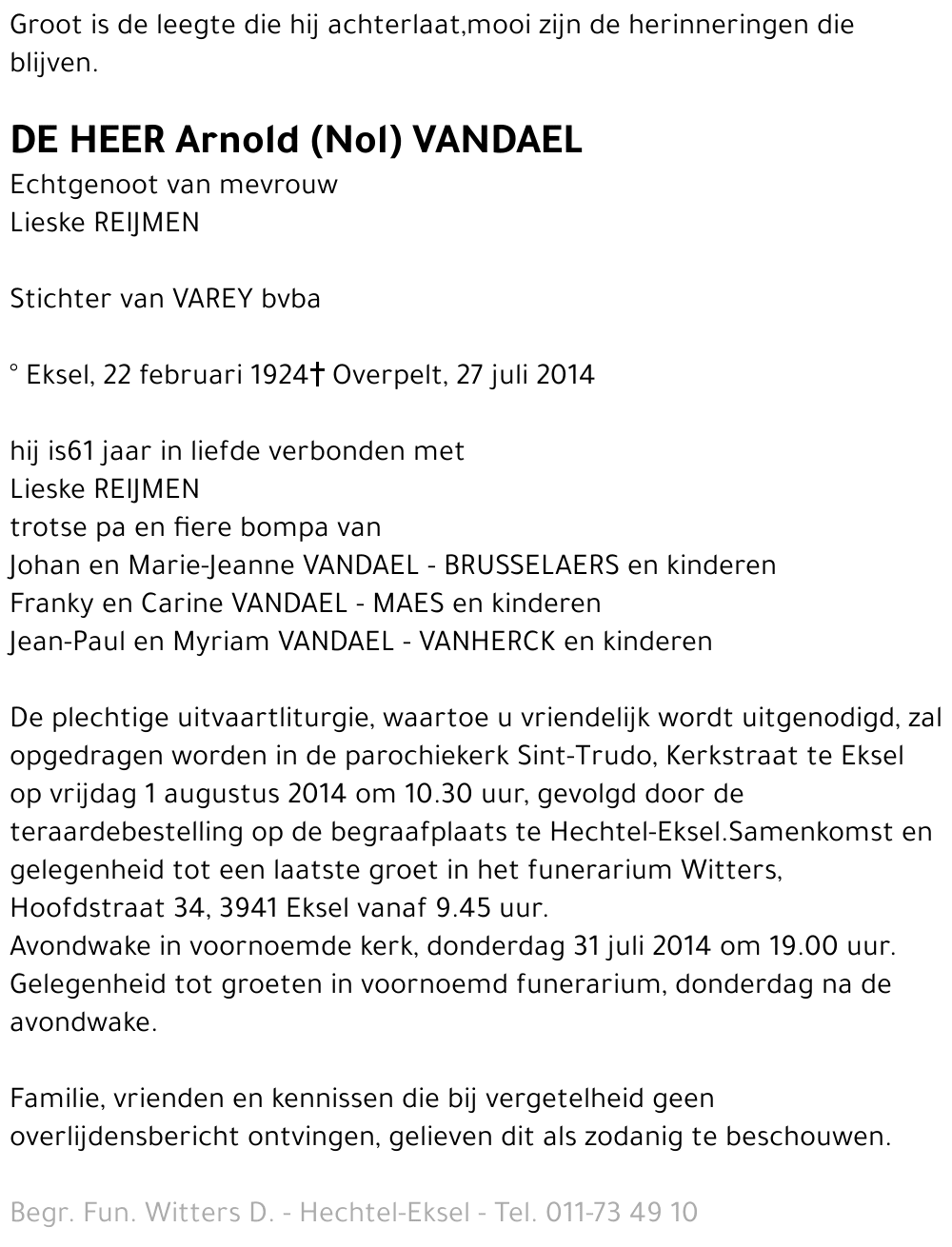 Arnold (Nol) VANDAEL