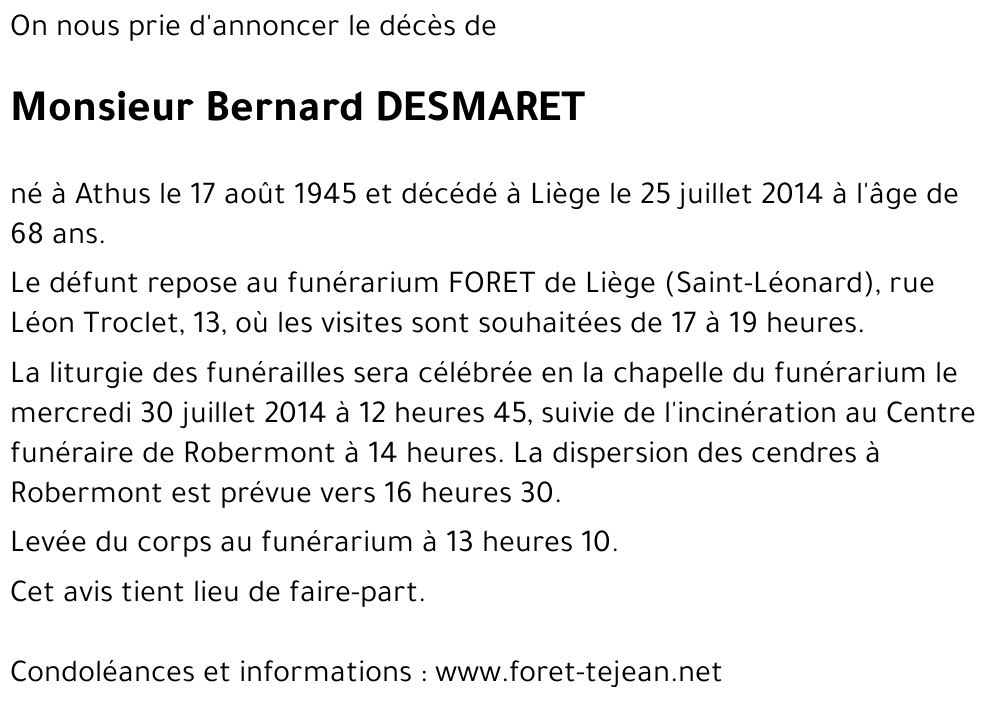 Bernard DESMARET