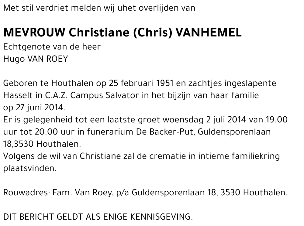Christiane VANHEMEL