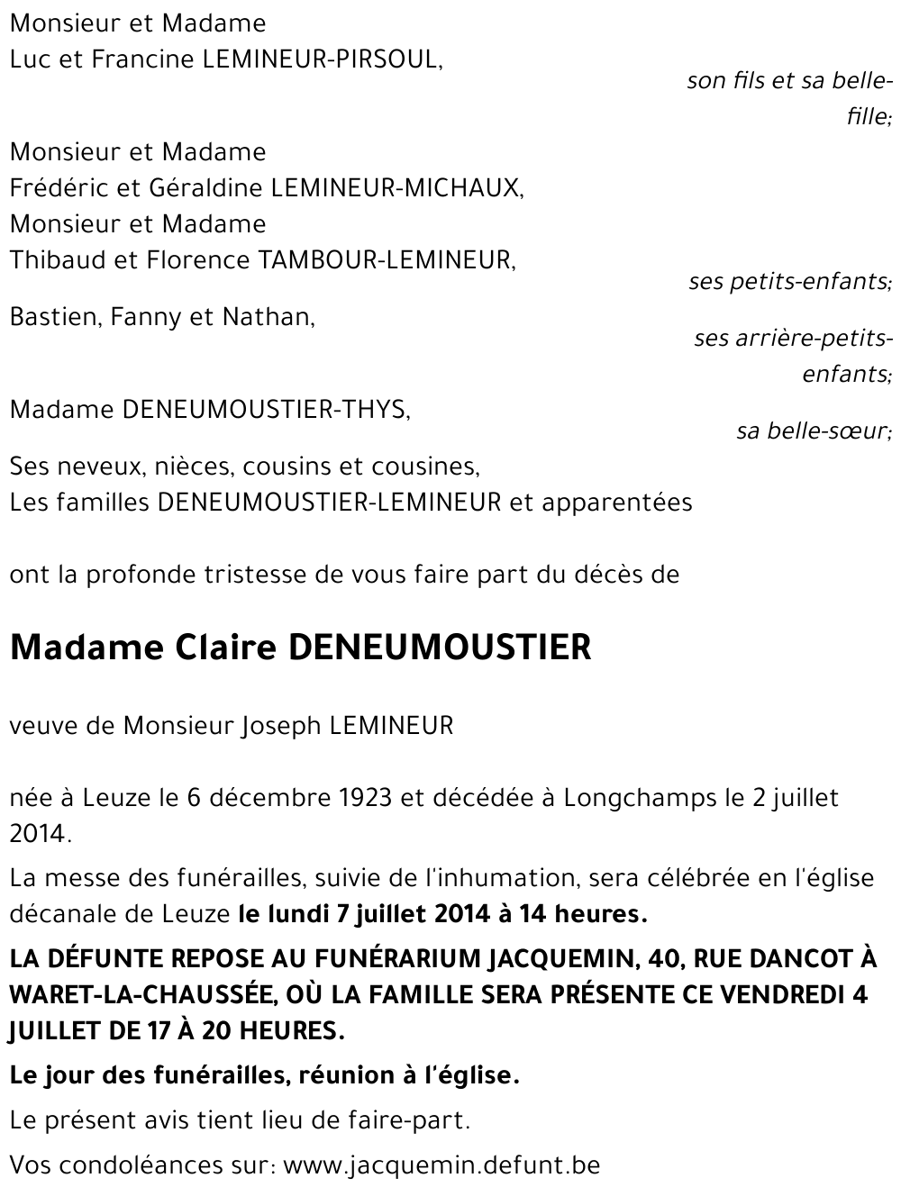 Claire DENEUMOUSTIER