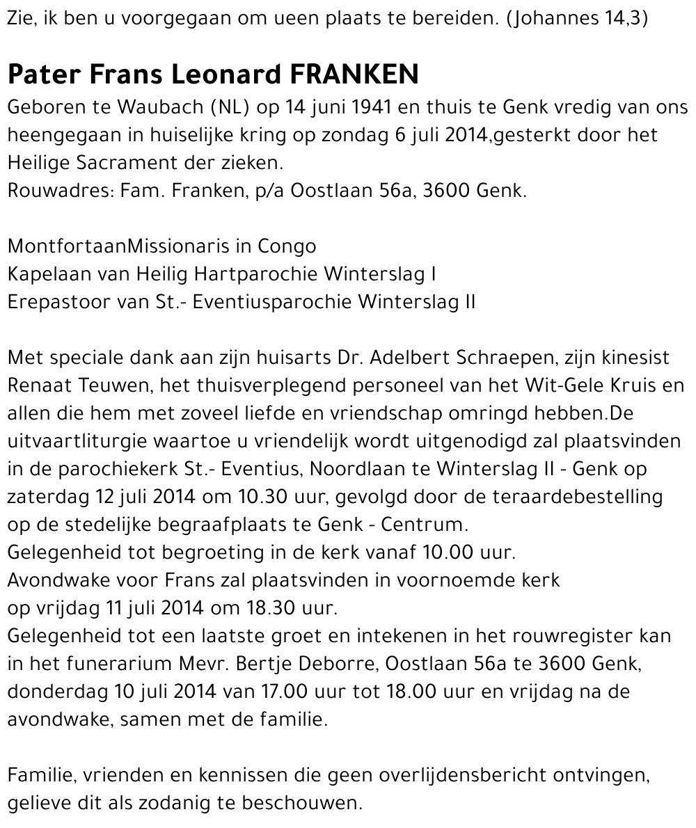 Frans Leonard FRANKEN
