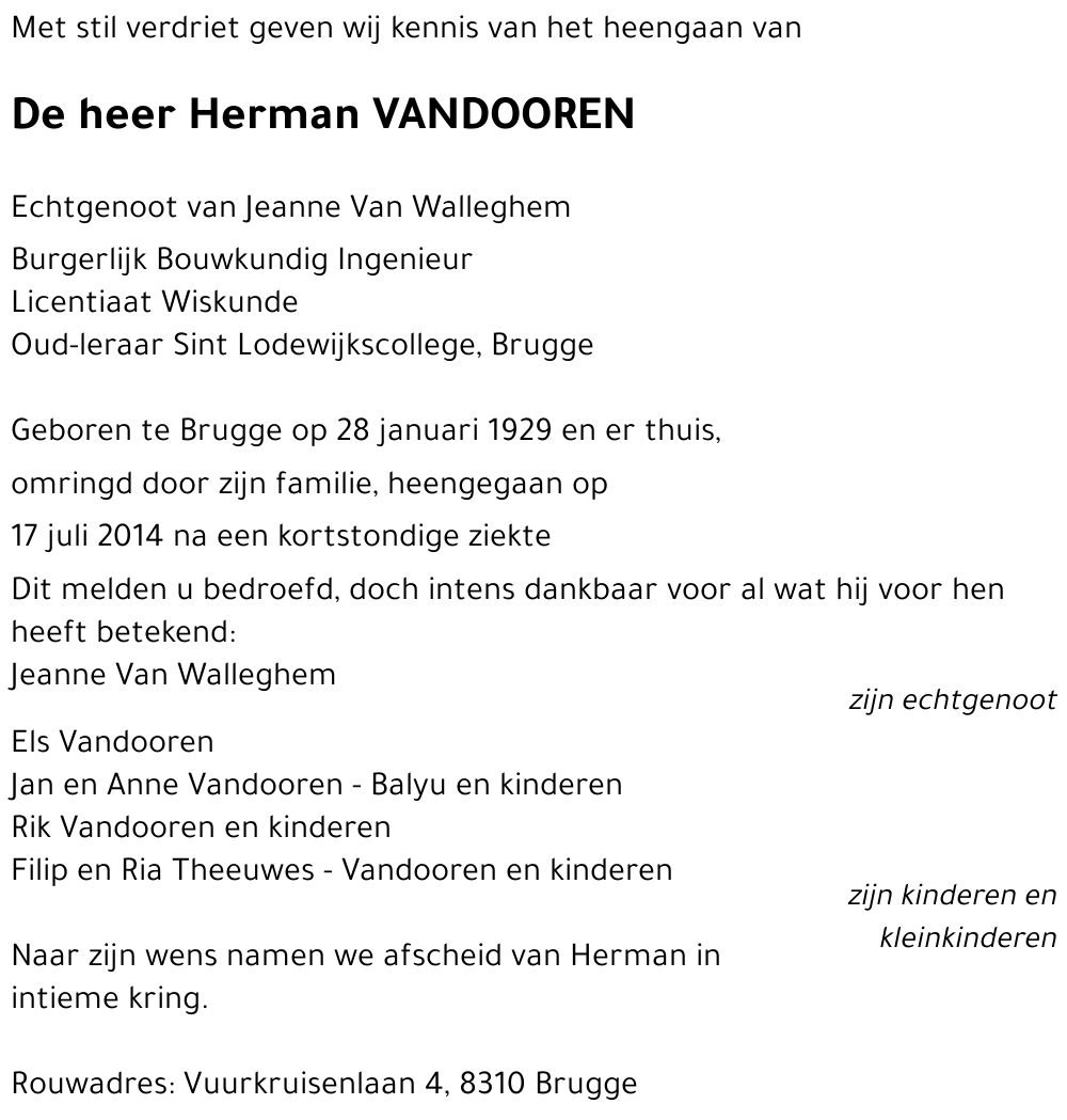 Herman VANDOOREN
