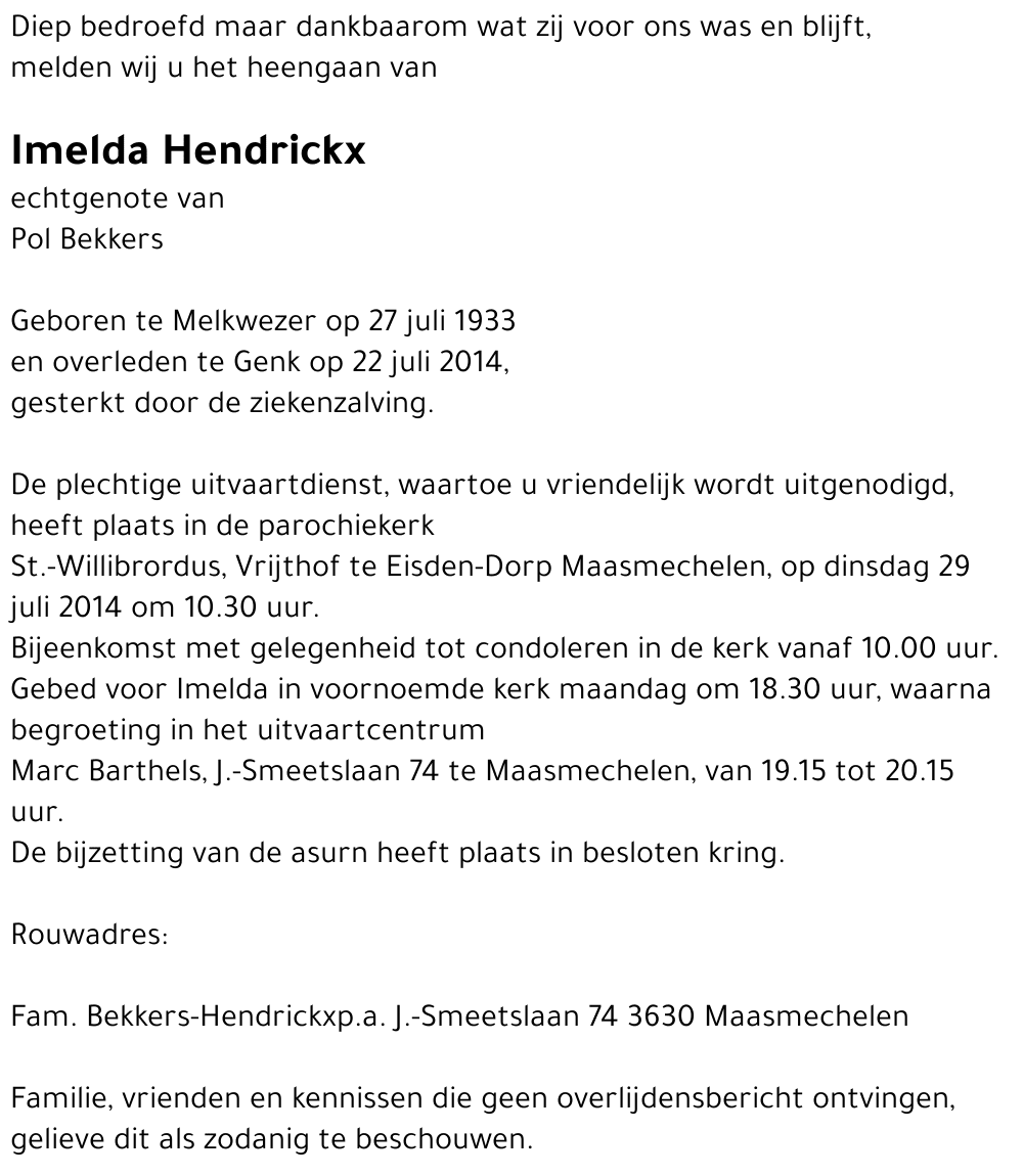 Imelda Hendrickx
