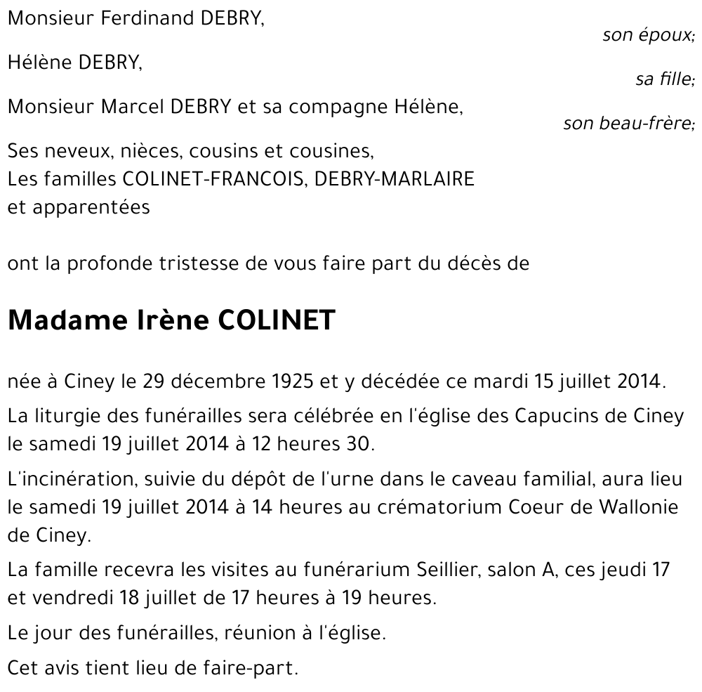 Irène COLINET