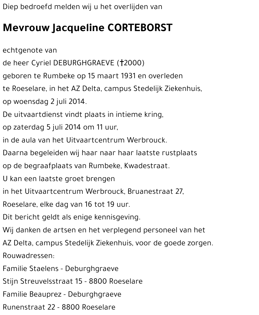 Jacqueline CORTEBORST