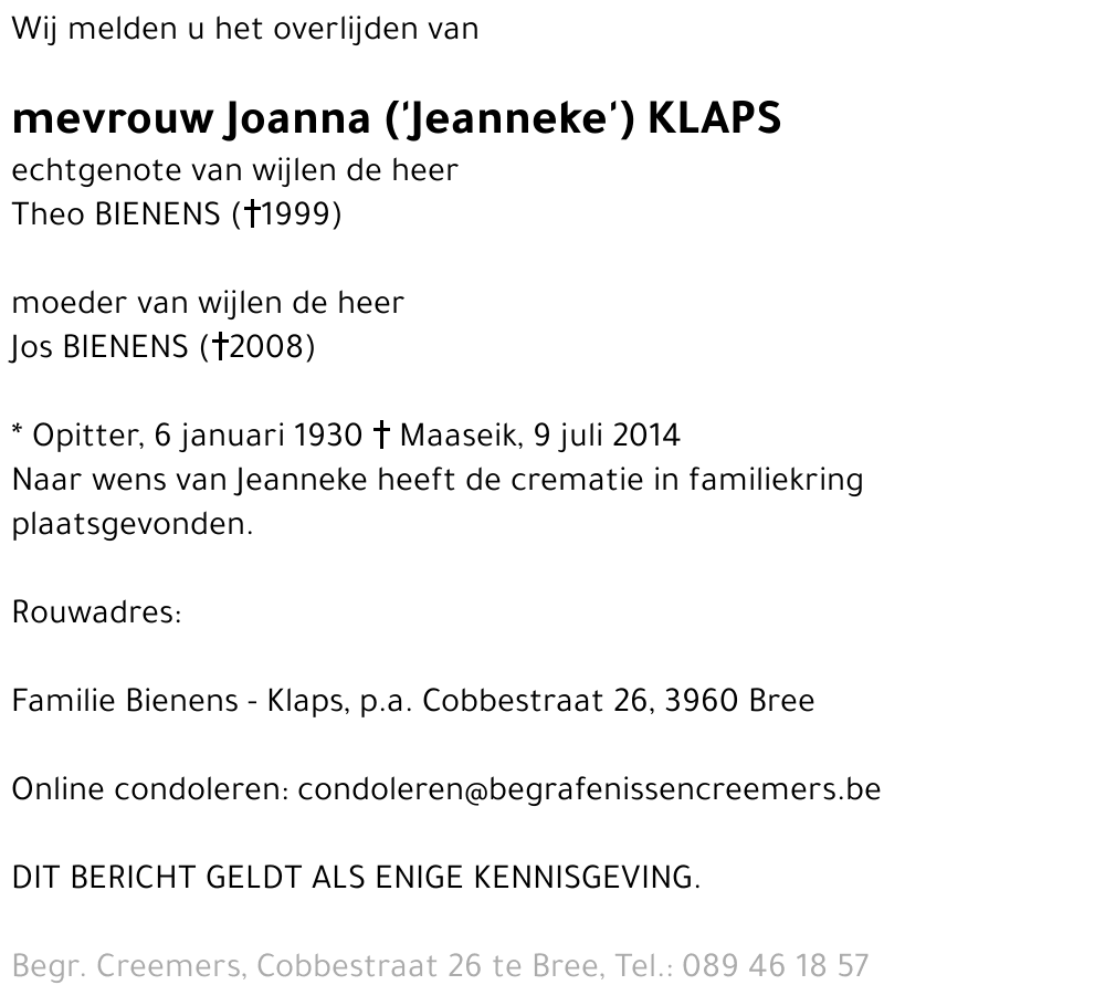 Jeanne Klaps