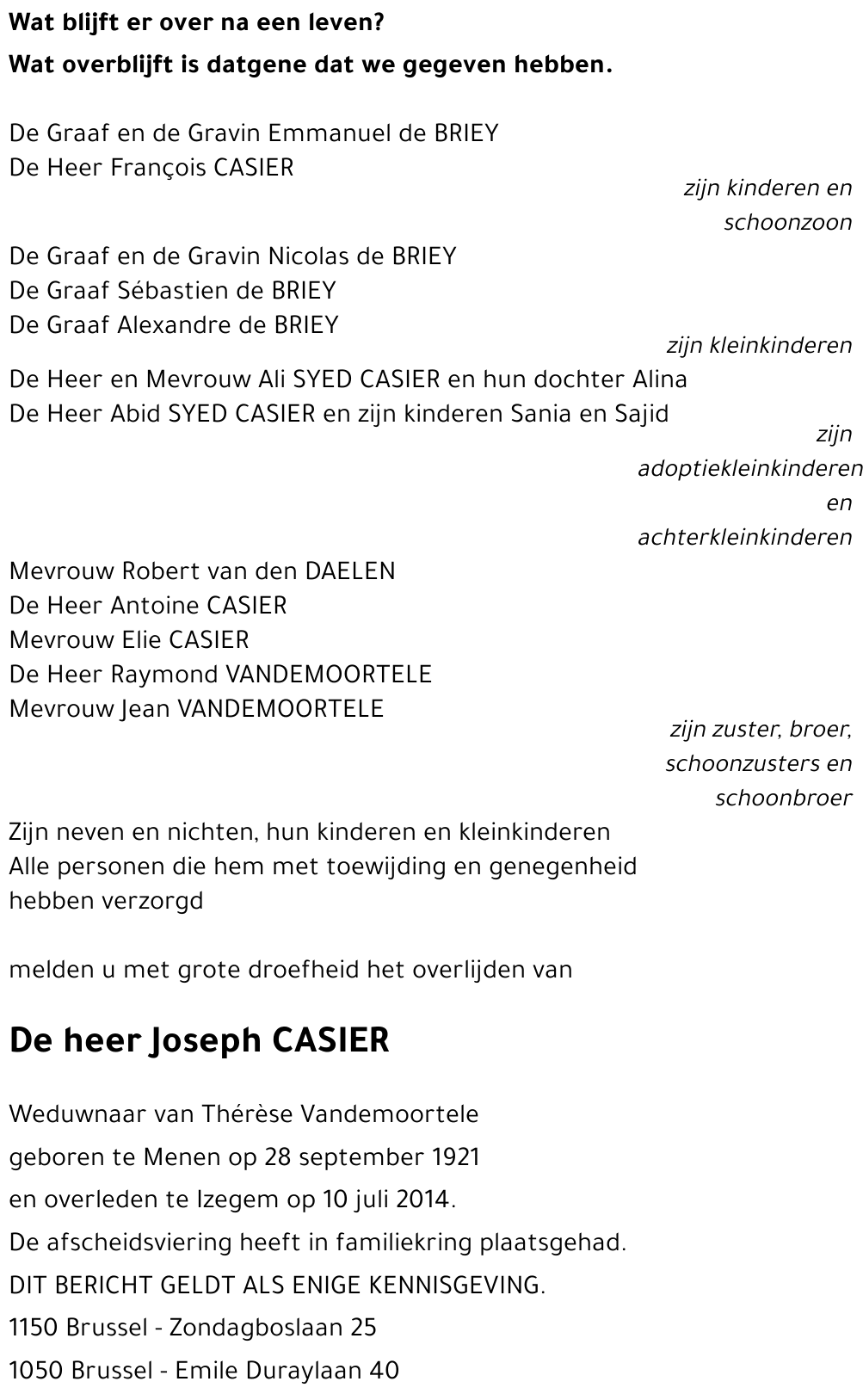 Joseph CASIER