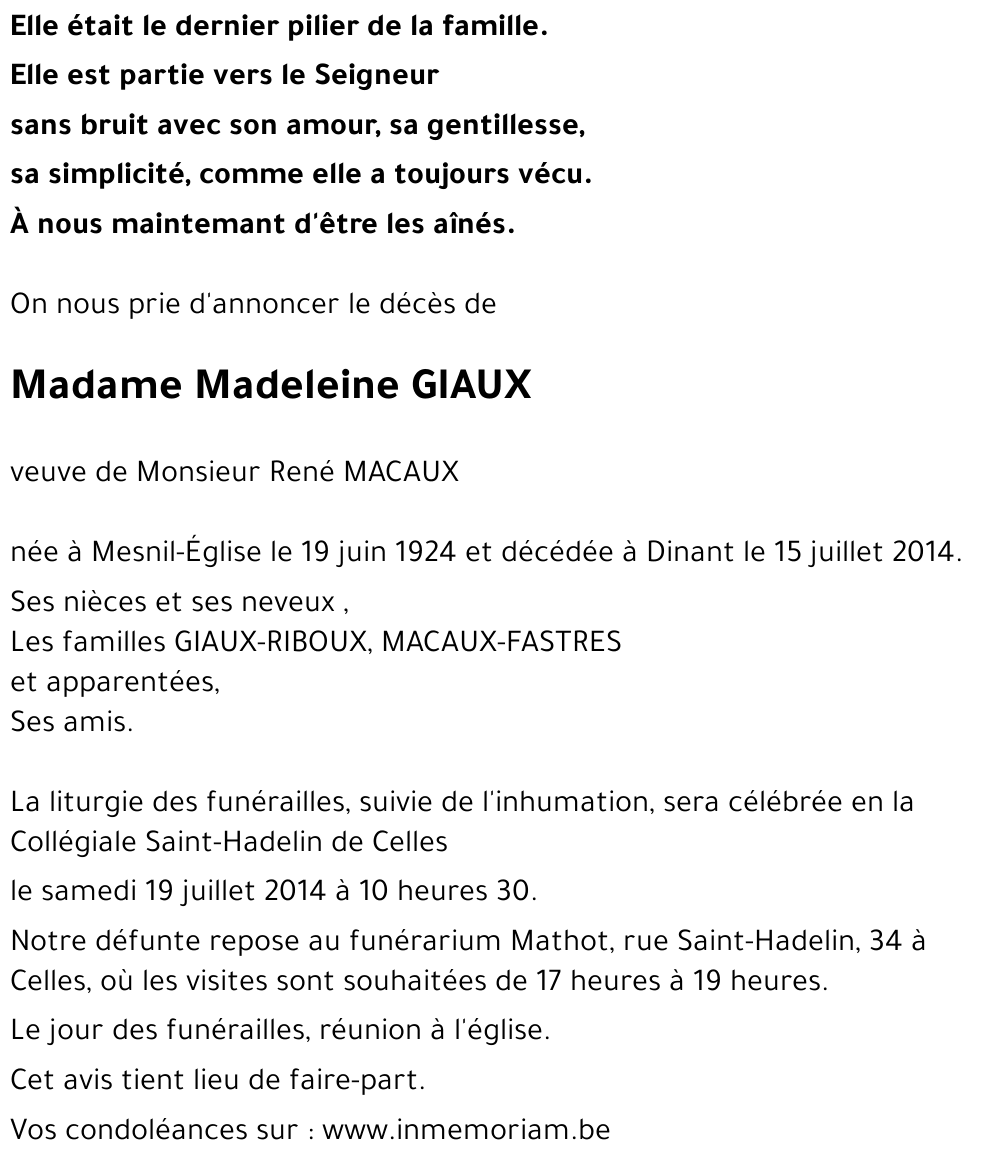 Madeleine GIAUX