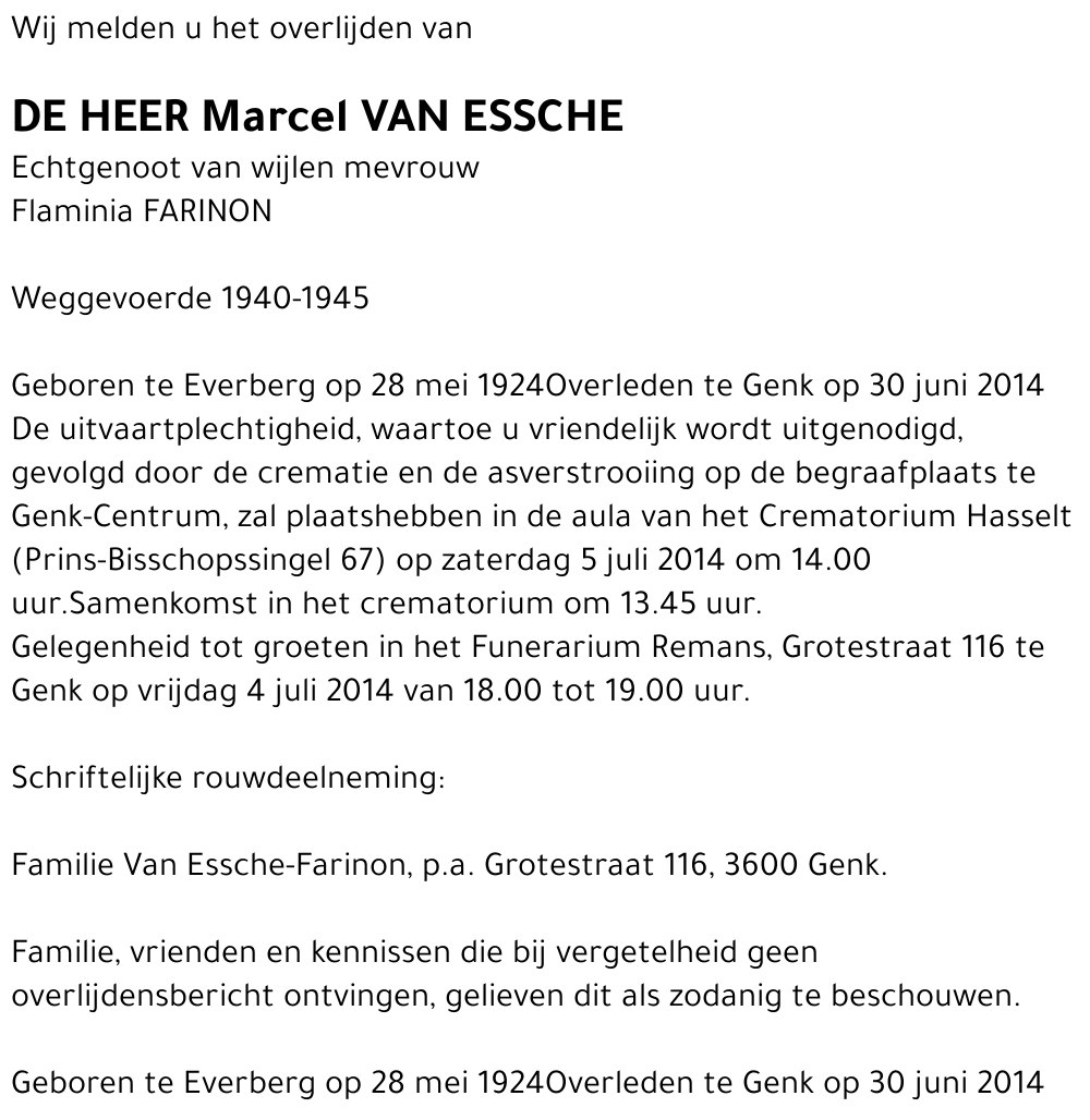 Marcel VAN ESSCHE