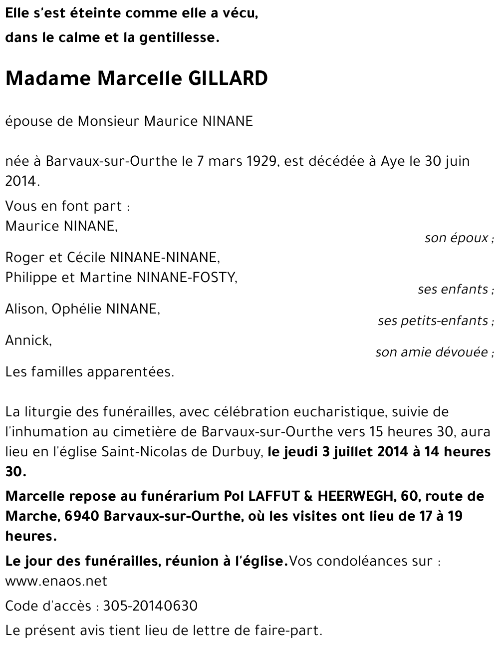 Marcelle GILLARD