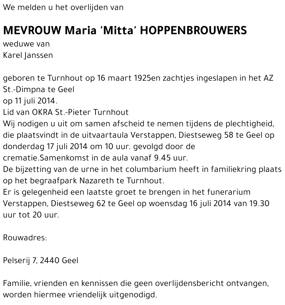 Maria Hoppenbrouwers
