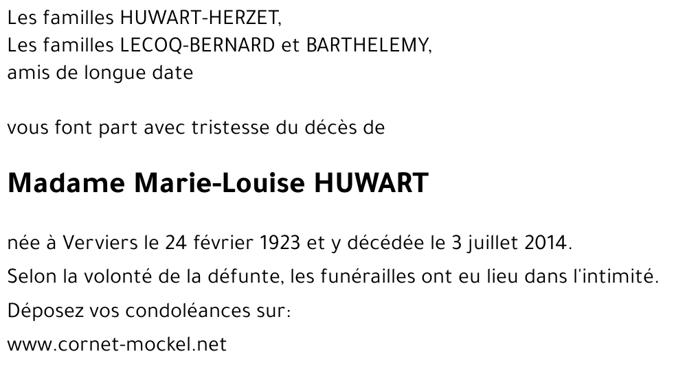 Marie-Louise HUWART