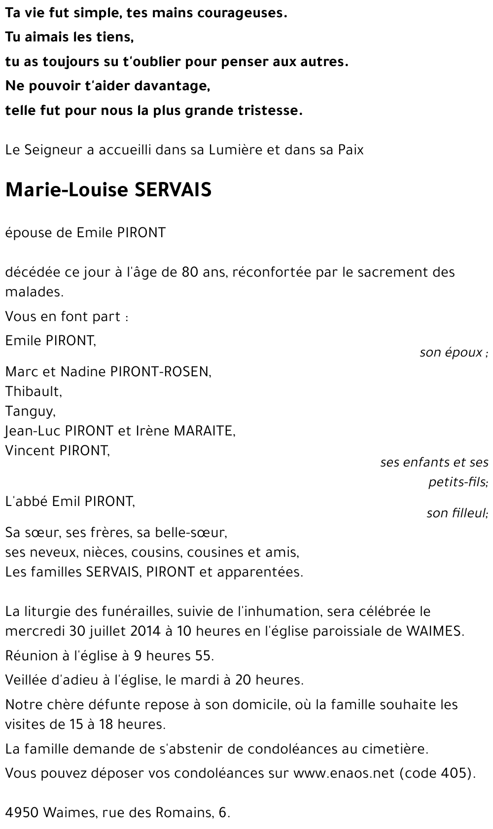 Marie-Louise SERVAIS