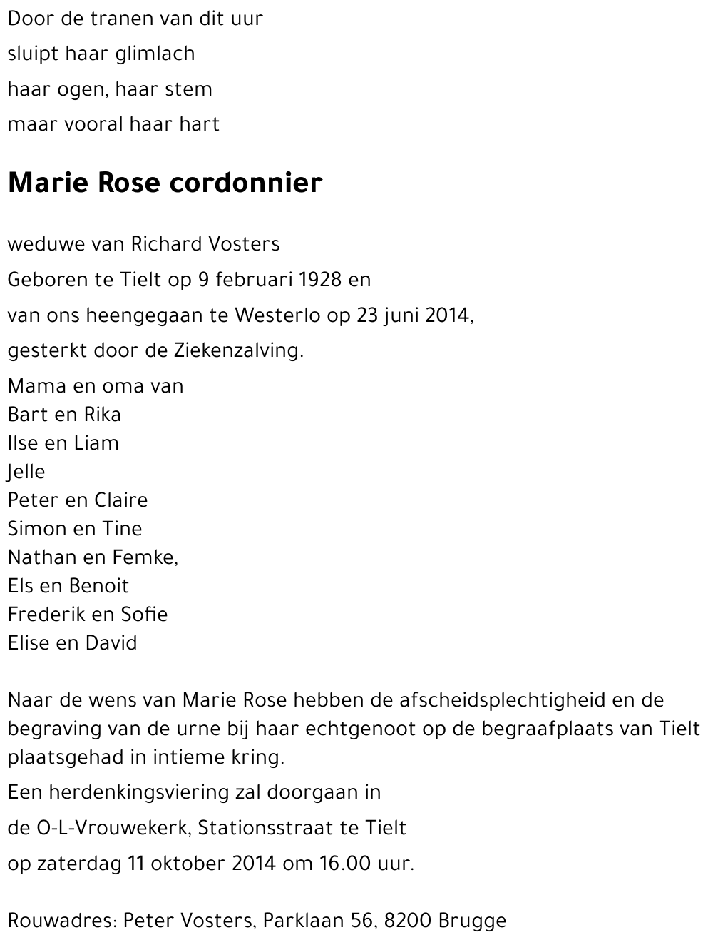 Marie Rose cordonnier