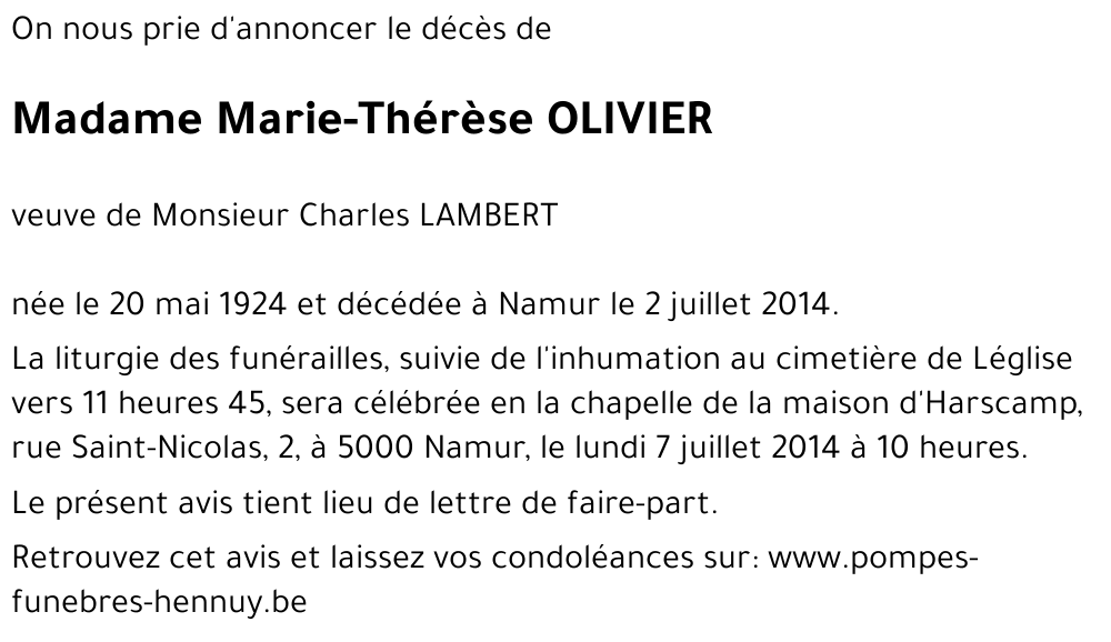 Marie-Thérèse OLIVIER