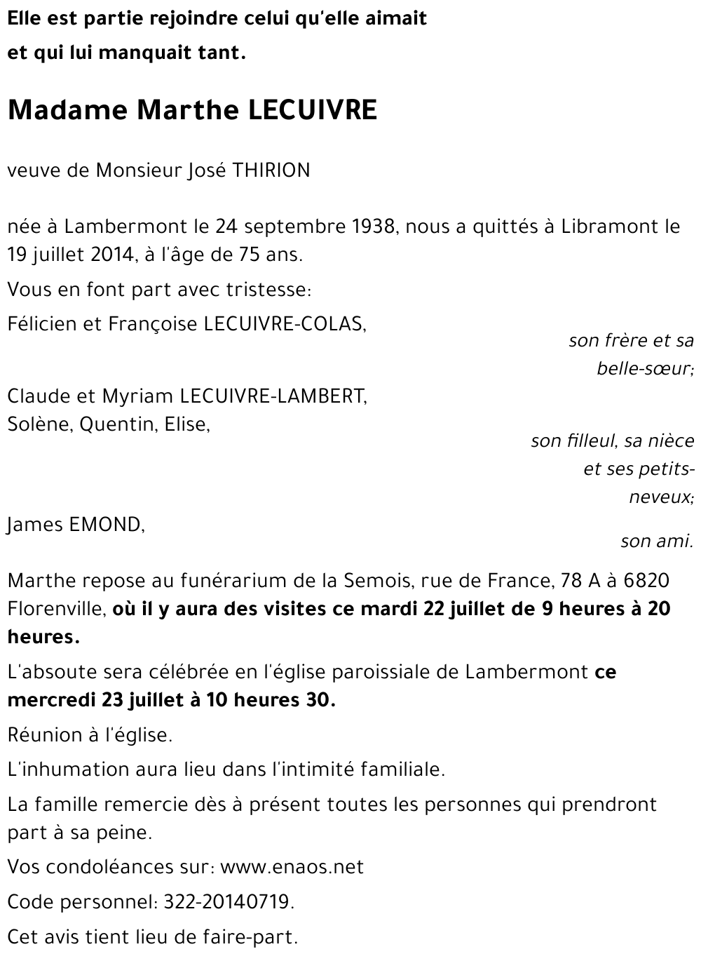 Marthe LECUIVRE