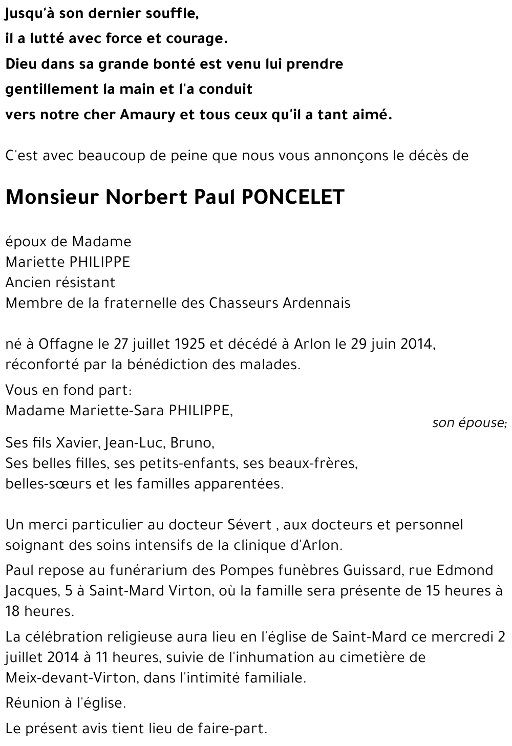 Norbert Paul PONCELET