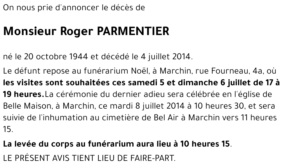 Roger PARMENTIER