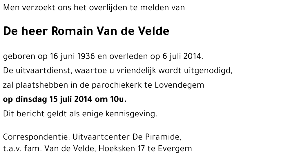Romain Van de Velde