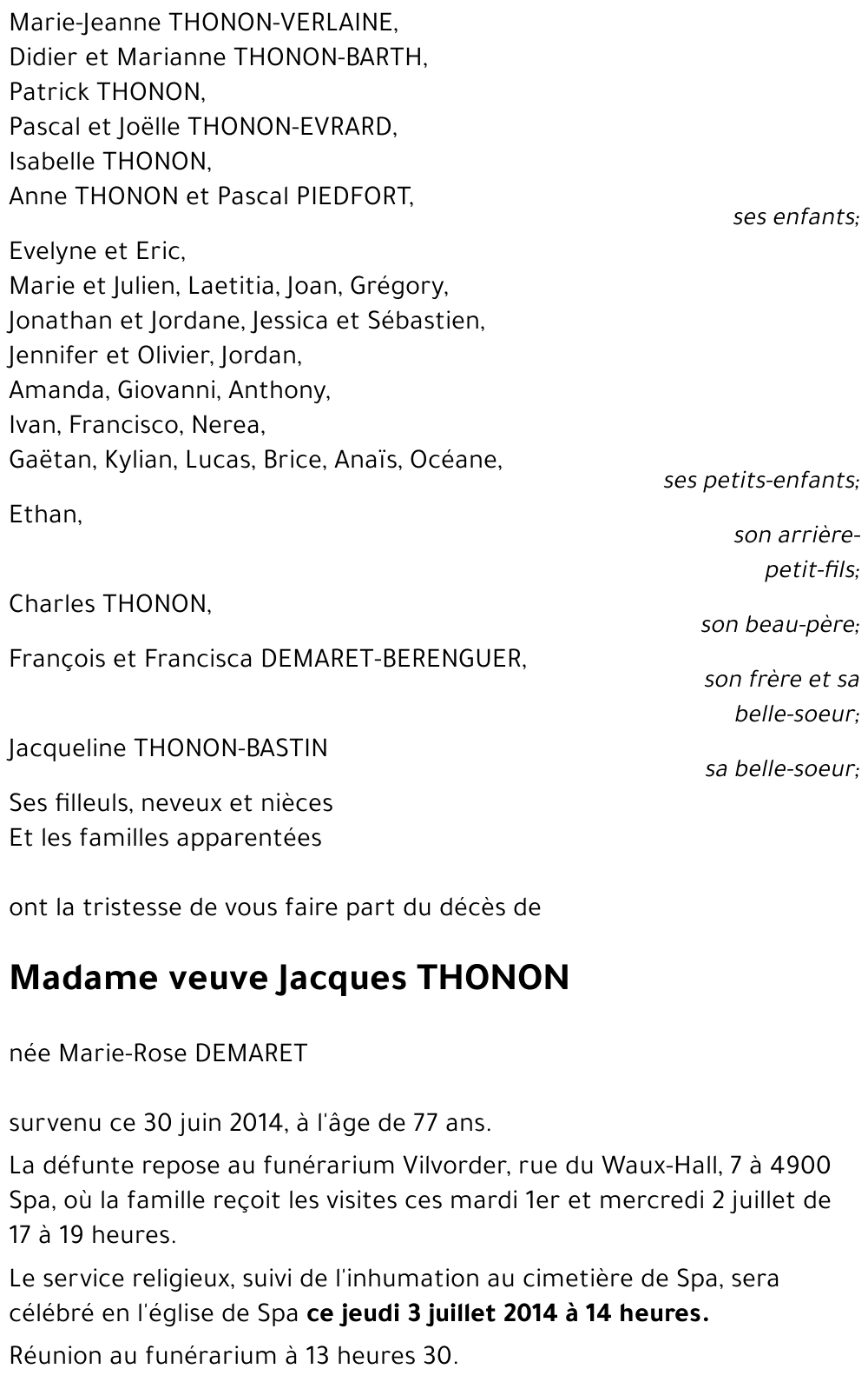 veuve Jacques THONON