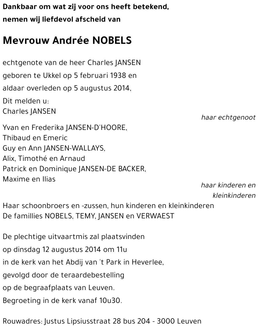 Andrée NOBELS