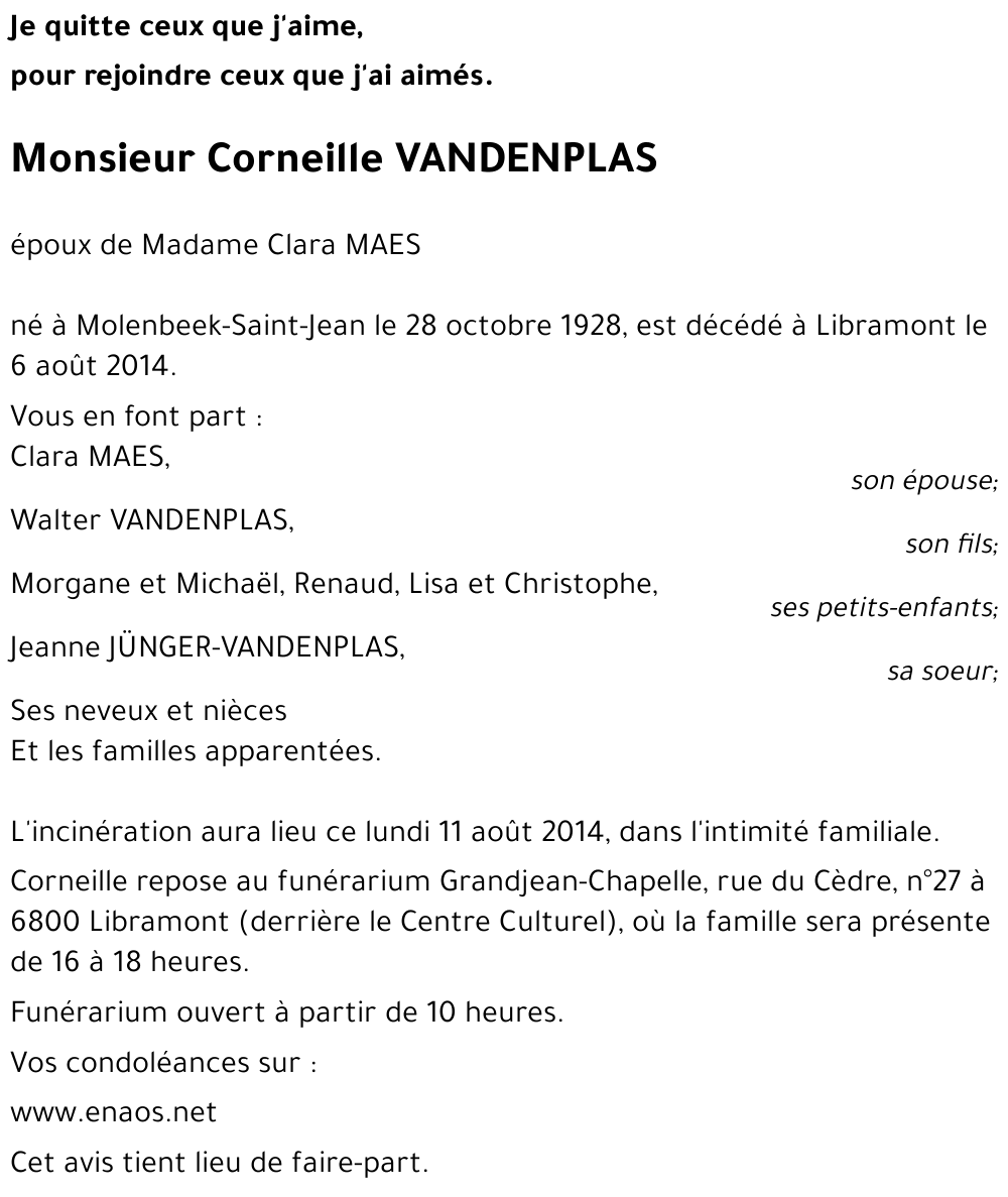 Corneille VANDENPLAS