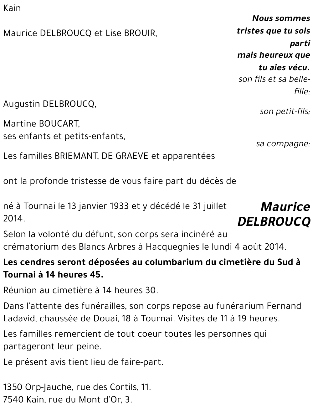 DELBROUCQ Maurice