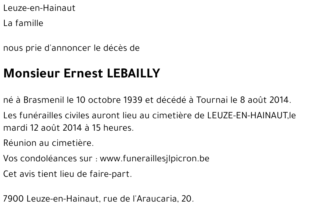 Ernest LEBAILLY