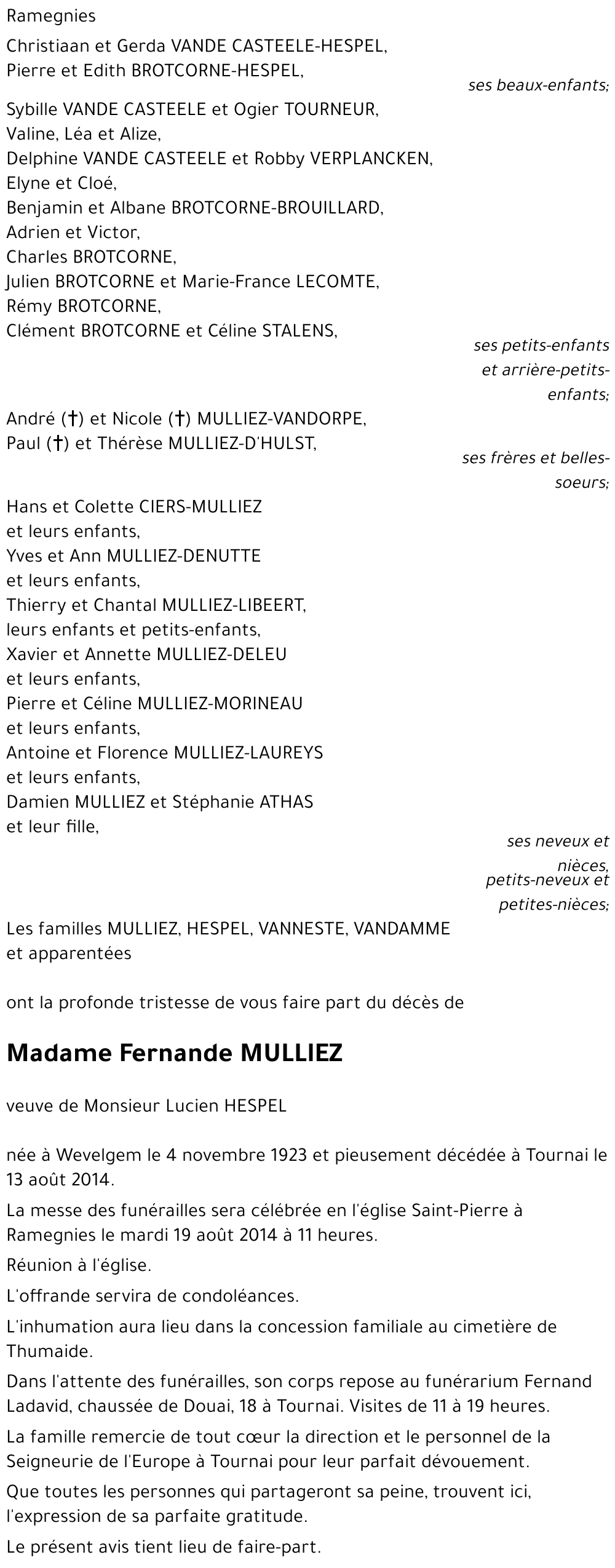 Fernande MULLIEZ