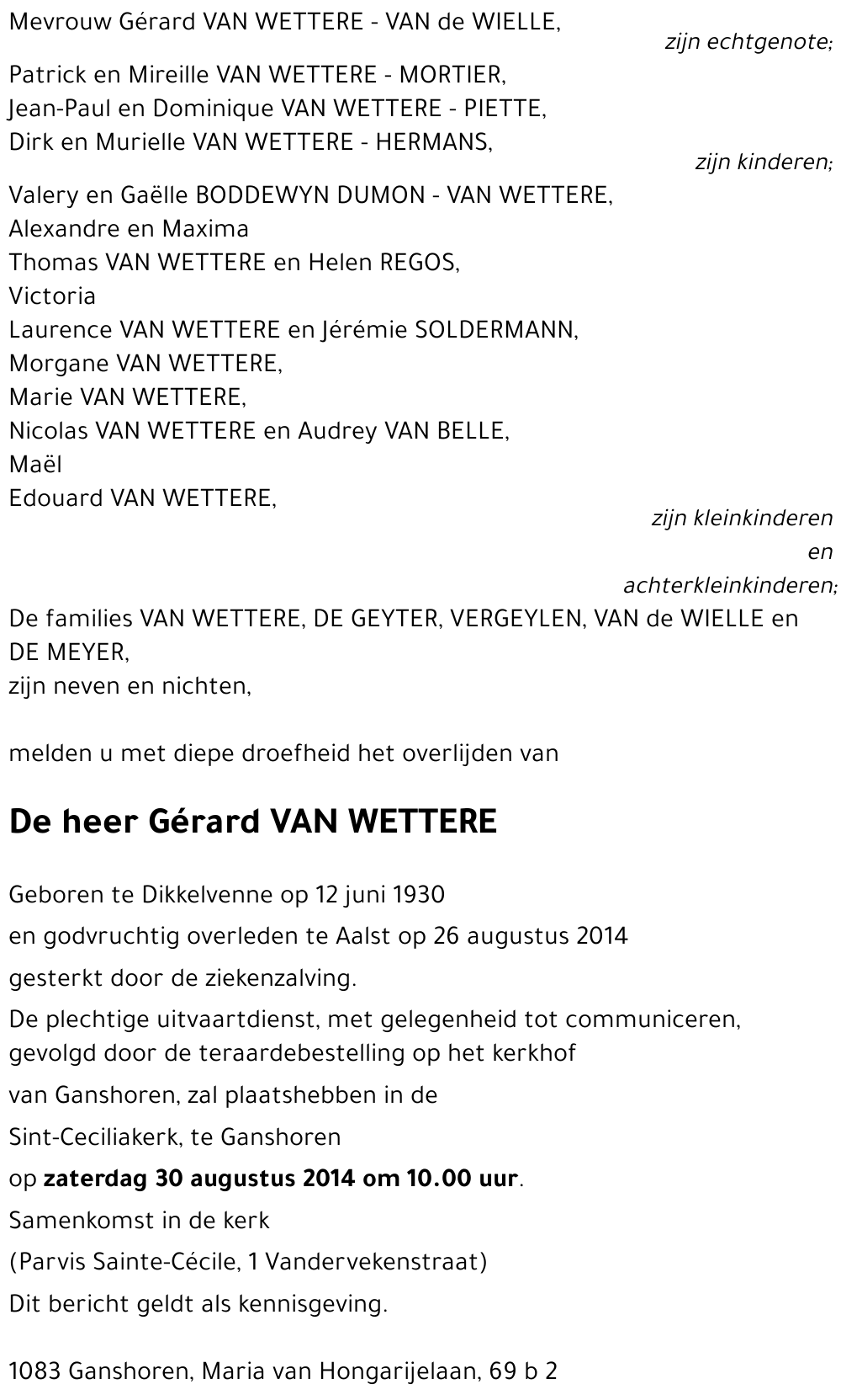 Gérard VAN WETTERE