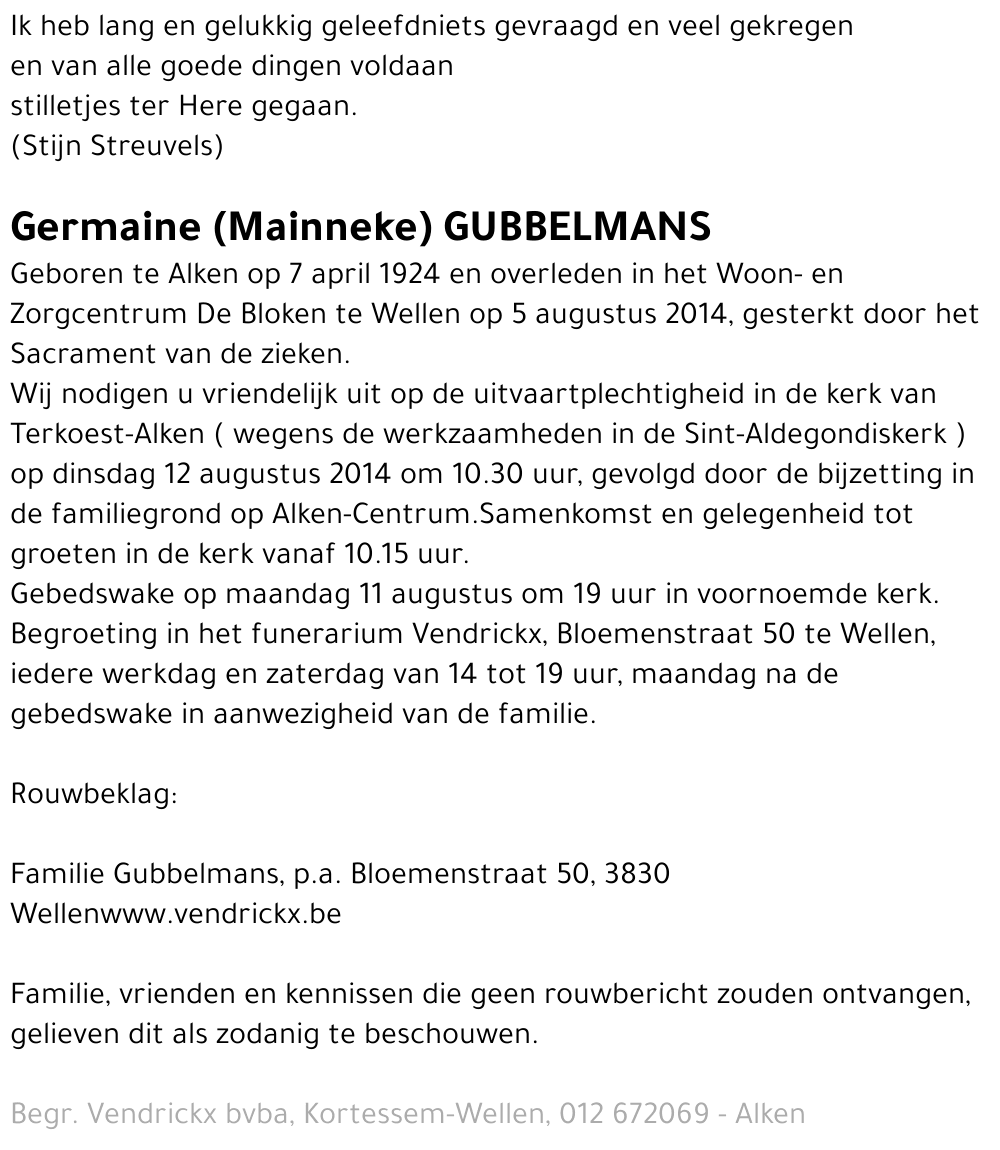 Germaine (Mainneke) Gubbelmans