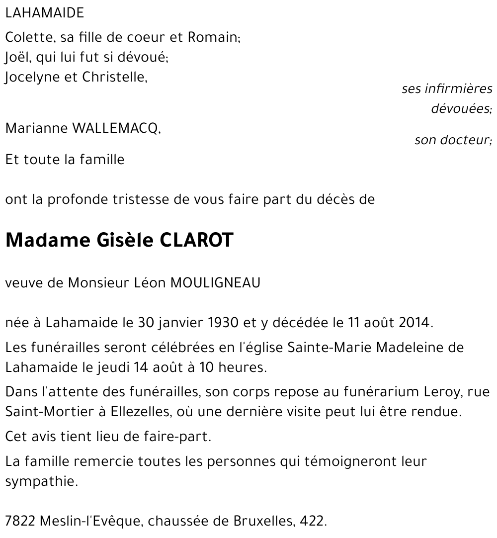 Gisèle CLAROT