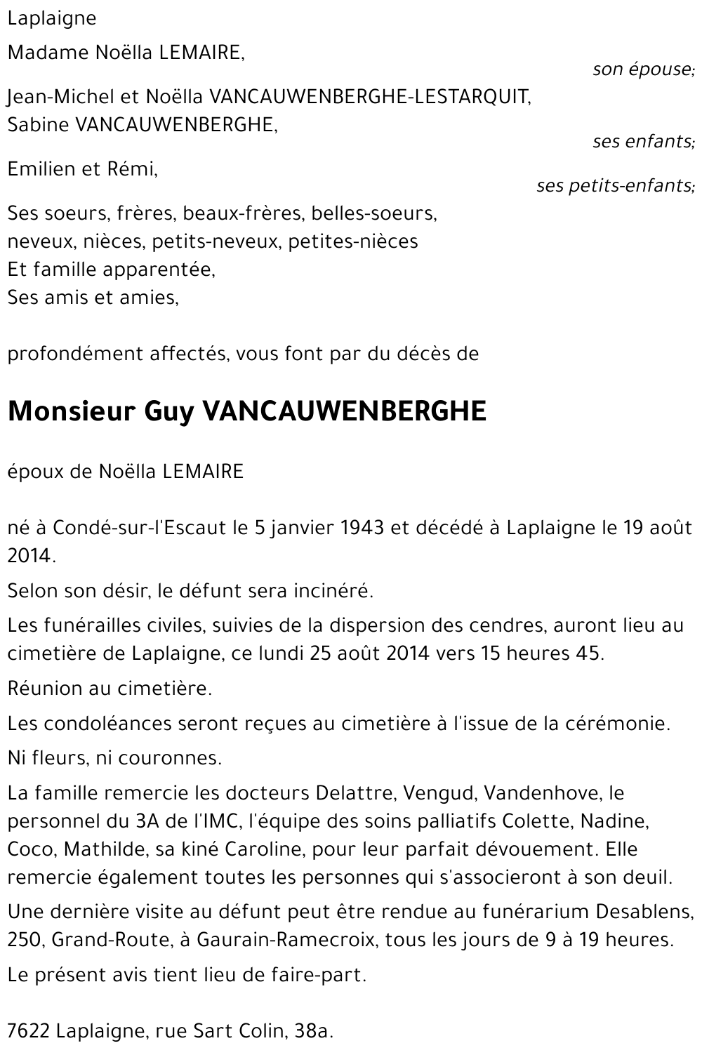 Guy VANCAUWENBERGHE