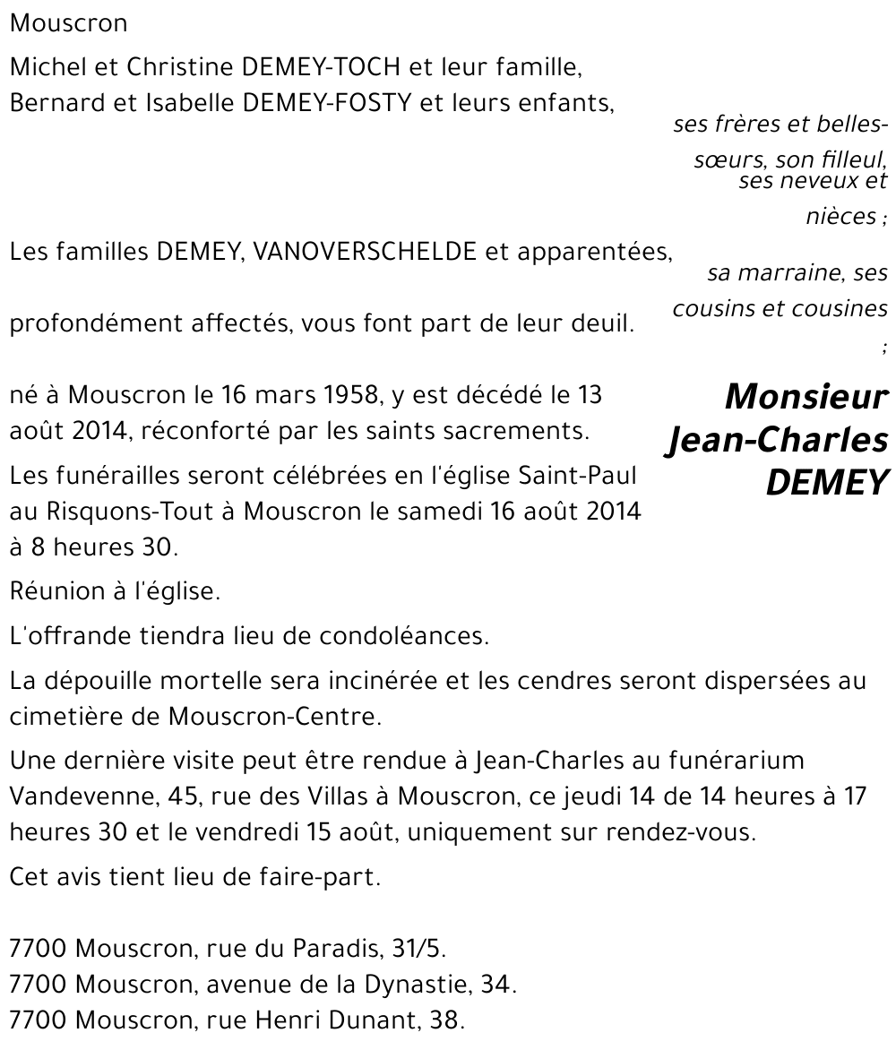 Jean-Charles DEMEY