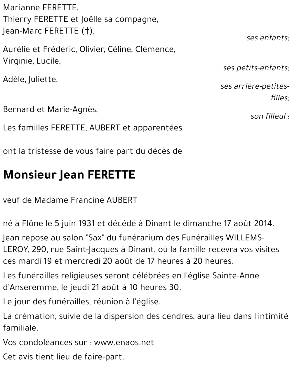 Jean FERETTE