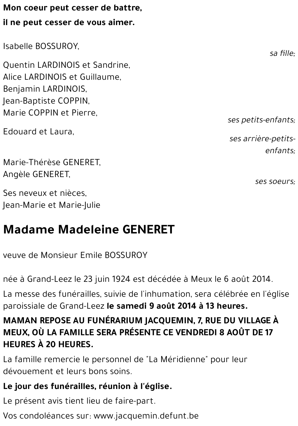 Madeleine GENERET