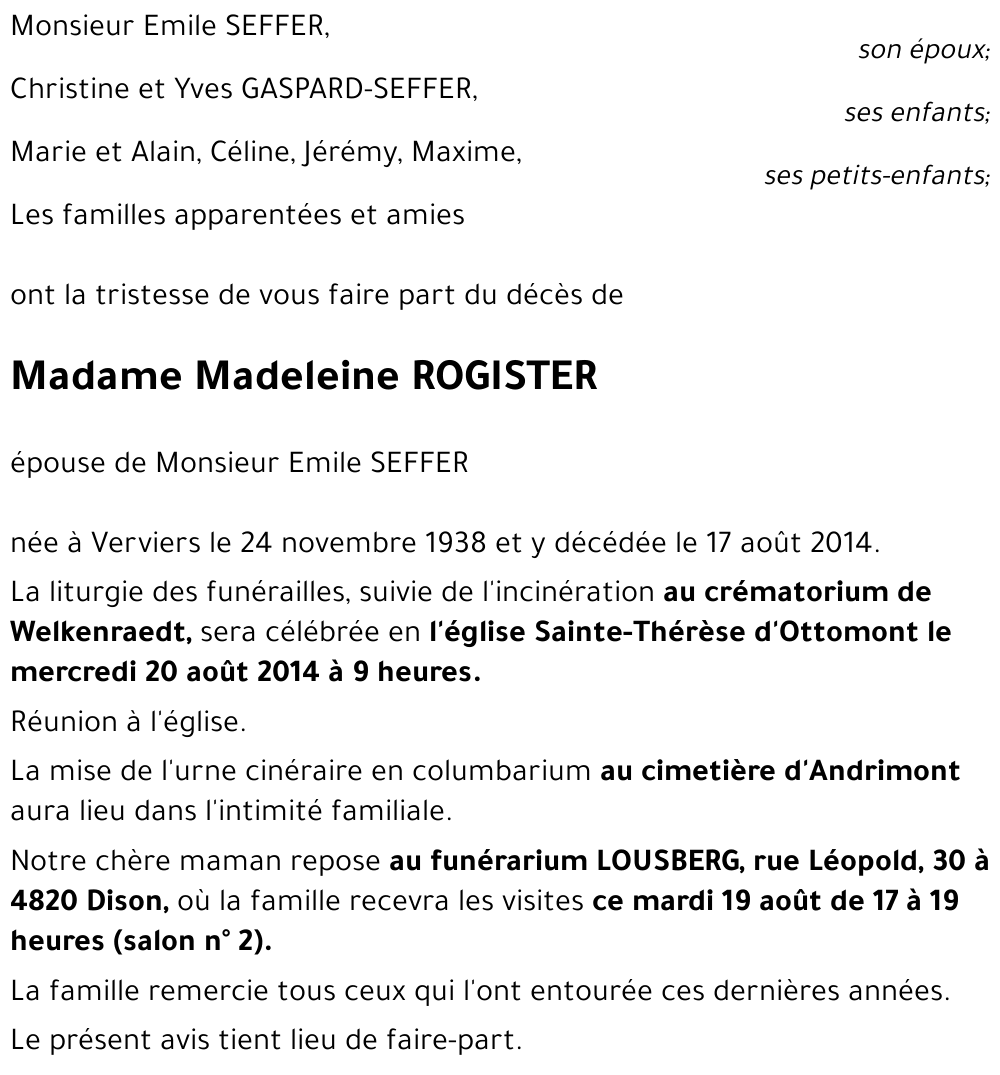 Madeleine ROGIISTER