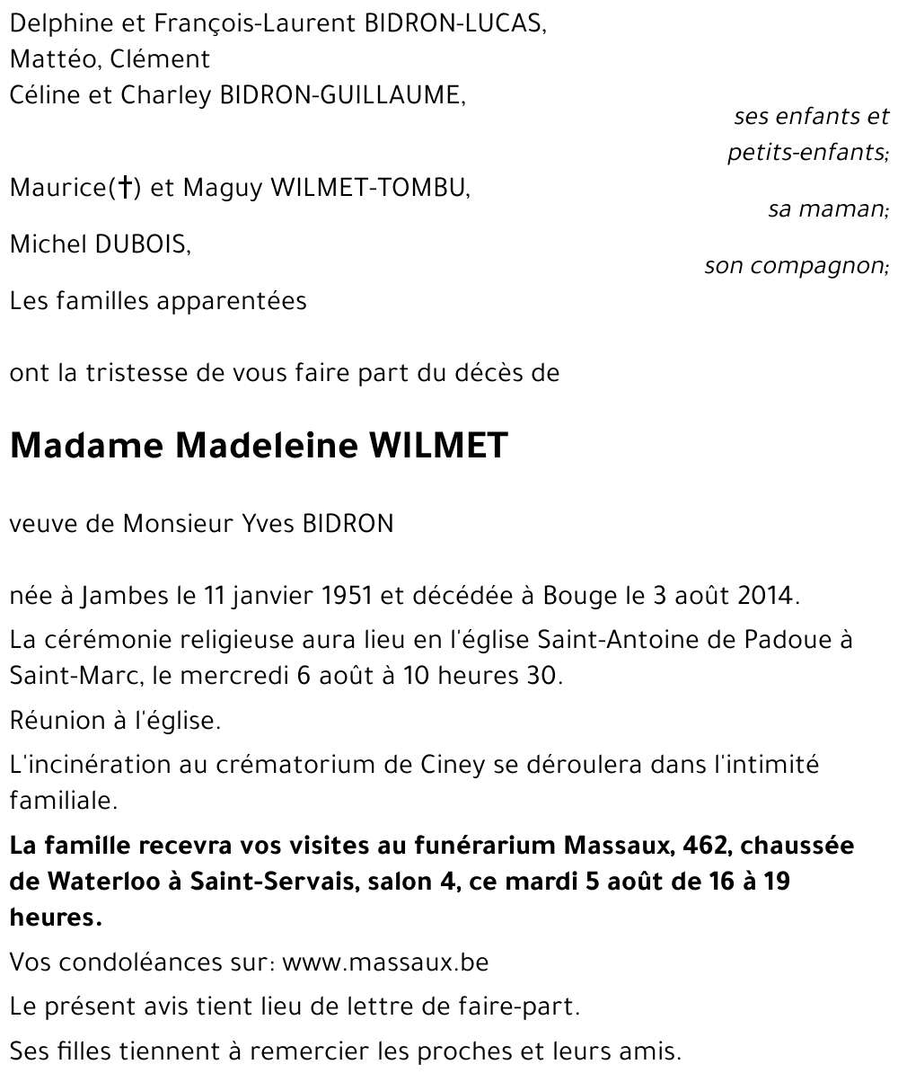 Madeleine WILMET